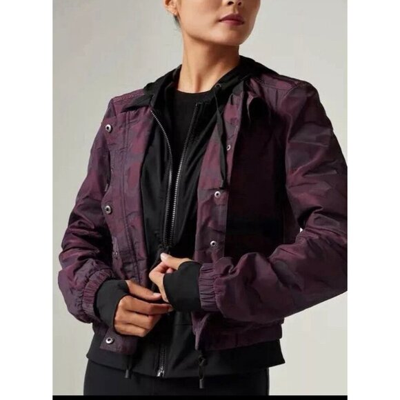 Blanc Noir Skyfall Purple Camo Print Aviator Jacket Camo Hooded Size S - Picture 1 of 10